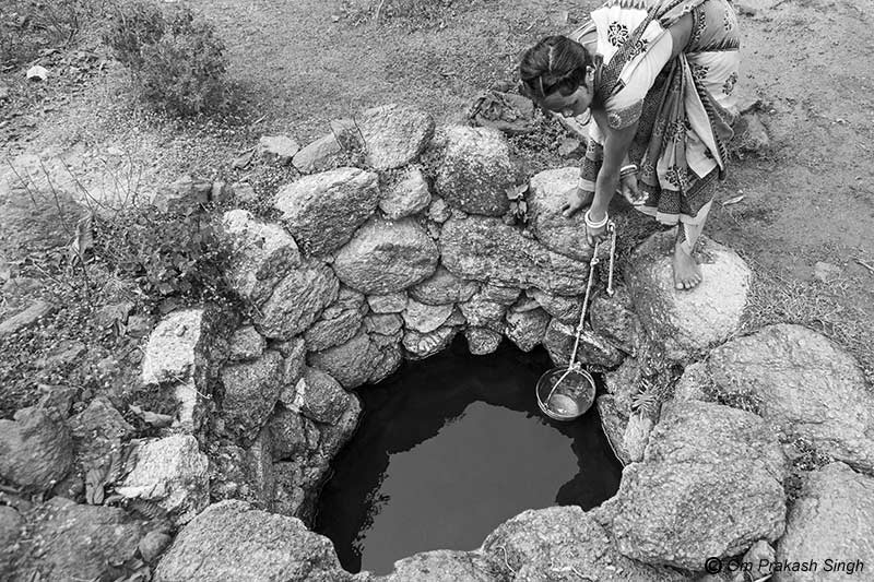 Optimizing traditional drinking water sources for accelerating change - The traditional spring-based source – 'chua' – which continues to be used in Paharia Tola, village Jhajhapara, district Dumka, Jharkhand